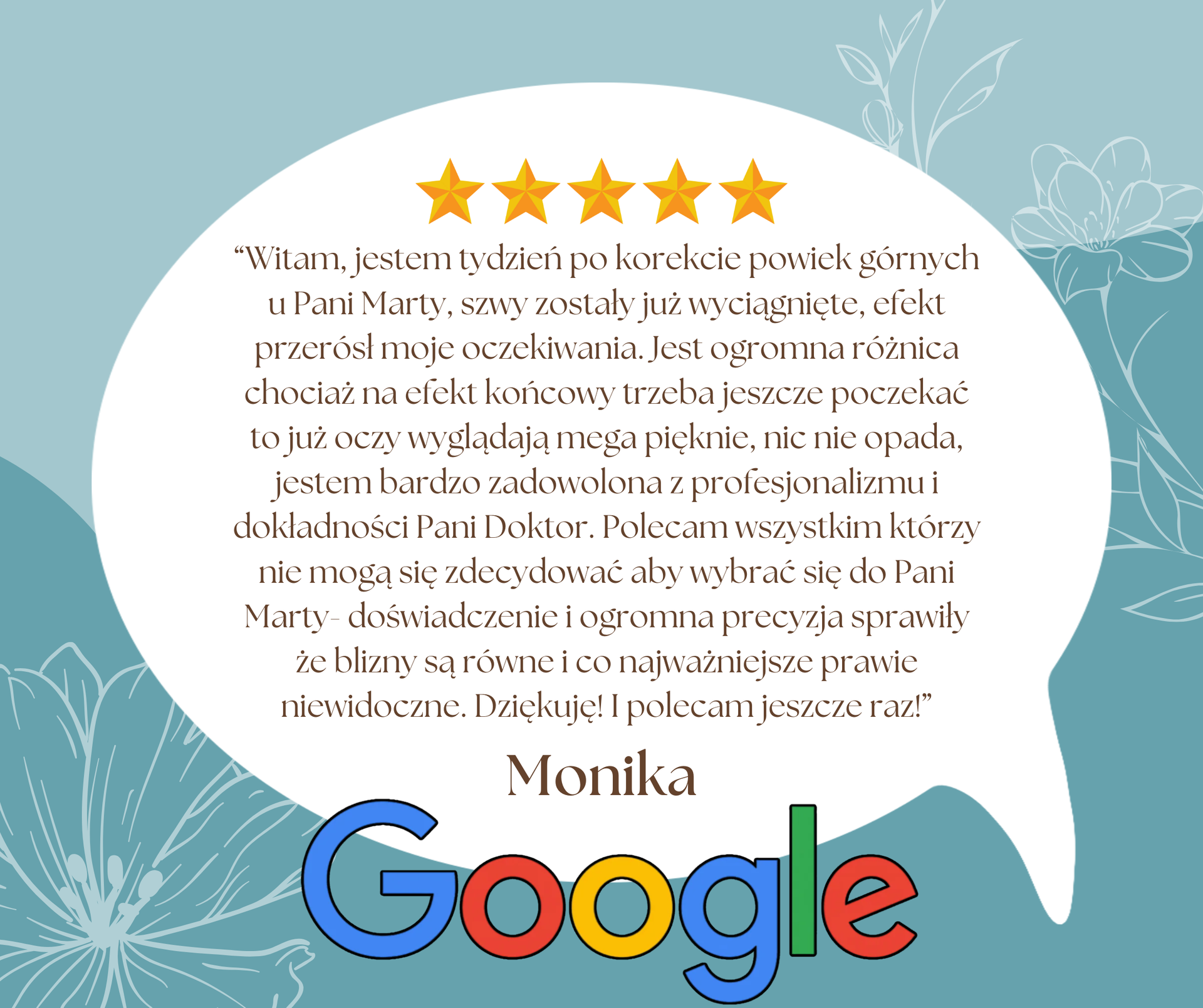 Opinie pacjentów z Google o chirurgu plastycznym Marta Raczkowska